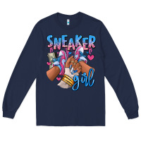 Navy Sneaker girl afro woman Long Sleeve Tee - RanaPortraitStore