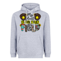 Heather Grey my heart is on that field Heavyweight Hoodie - CowhideDigitalArt