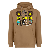 Toasted Coconut my heart is on that field Heavyweight Hoodie - CowhideDigitalArt