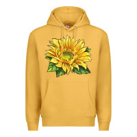 Mustard starburst greenburst sunflower Premium Hoodie - LillyAllenDesigns