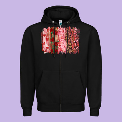 Valentine's Day Brushstrokes Zipper Hoodie Designed By Ranaportraitstore