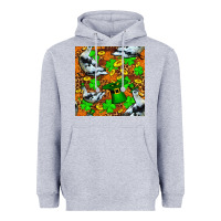 Heather Grey St patricks  duck with leprechaun hat  seamless Heavyweight Hoodie - FaDigitalArtStudio