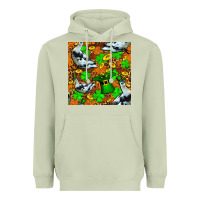 Matcha St patricks  duck with leprechaun hat  seamless Heavyweight Hoodie - FaDigitalArtStudio