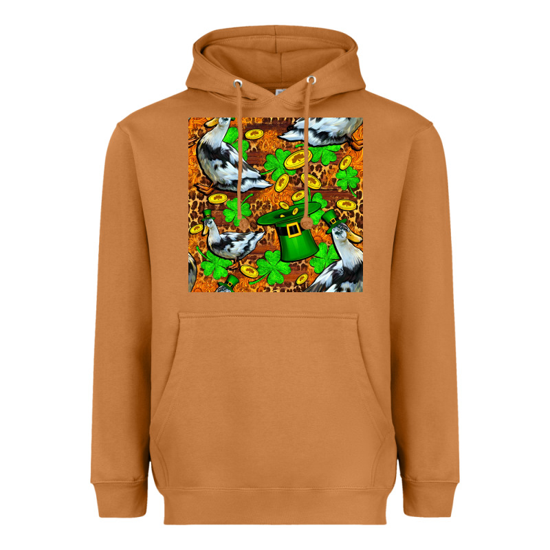 St Patricks  Duck With Leprechaun Hat  Seamless Heavyweight Hoodie by FaDigitalArtStudio | Teevron