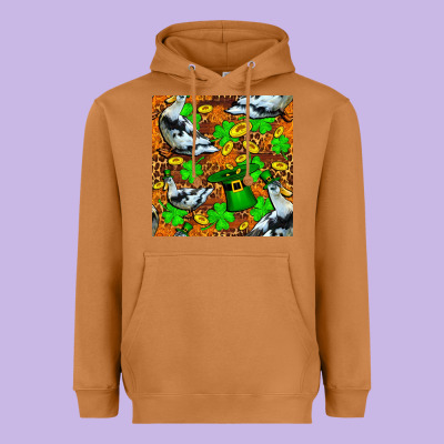 St Patricks  Duck With Leprechaun Hat  Seamless Heavyweight Hoodie Designed By Fadigitalartstudio