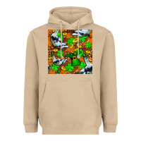 Mushroom St patricks  duck with leprechaun hat  seamless Heavyweight Hoodie - FaDigitalArtStudio