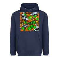 Navy St patricks  duck with leprechaun hat  seamless Heavyweight Hoodie - FaDigitalArtStudio