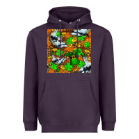 Plum St patricks  duck with leprechaun hat  seamless Heavyweight Hoodie - FaDigitalArtStudio