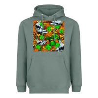 Sage St patricks  duck with leprechaun hat  seamless Heavyweight Hoodie - FaDigitalArtStudio