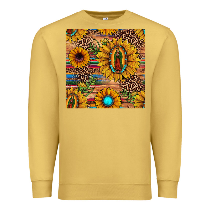 Our Lady Of Guadalupe Sunflower  Seamless Pattern Premium Sweatshirt by JahusDesignShop | Teevron