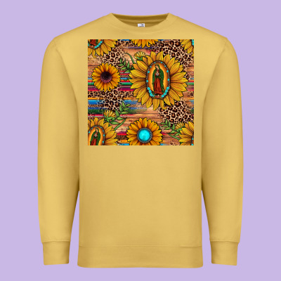 Our Lady Of Guadalupe Sunflower  Seamless Pattern Premium Sweatshirt Designed By Jahusdesignshop