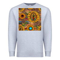 Heather Grey our lady of guadalupe sunflower  seamless pattern Premium Sweatshirt - JahusDesignShop