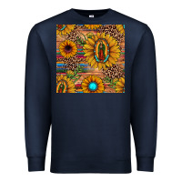Navy our lady of guadalupe sunflower  seamless pattern Premium Sweatshirt - JahusDesignShop