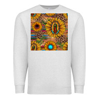 Oatmeal Heather our lady of guadalupe sunflower  seamless pattern Premium Sweatshirt - JahusDesignShop