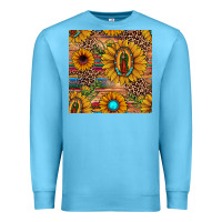 Ocean Blue our lady of guadalupe sunflower  seamless pattern Premium Sweatshirt - JahusDesignShop