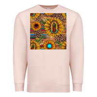 Pale Pink our lady of guadalupe sunflower  seamless pattern Premium Sweatshirt - JahusDesignShop