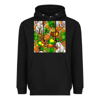 Black St patricks  goat family with balloons seamless Heavyweight Hoodie - FaDigitalArtStudio