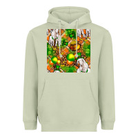 Matcha St patricks  goat family with balloons seamless Heavyweight Hoodie - FaDigitalArtStudio