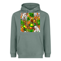Sage St patricks  goat family with balloons seamless Heavyweight Hoodie - FaDigitalArtStudio
