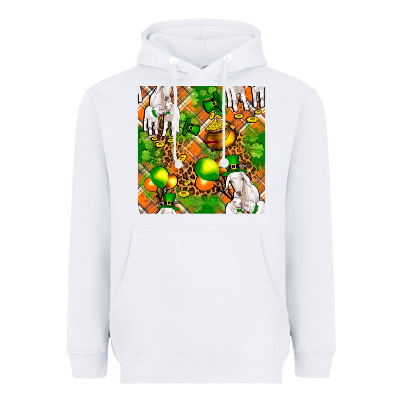 St Patricks  Goat Family With Balloons Seamless Heavyweight Hoodie by FaDigitalArtStudio | Teevron