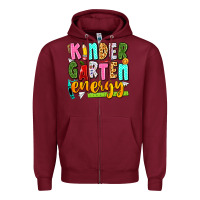 Burgundy kindergarten energy Zipper Hoodie - texasbilliewilder