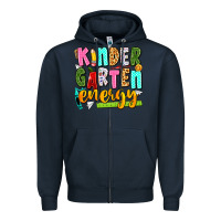 Navy kindergarten energy Zipper Hoodie - texasbilliewilder