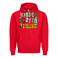 Red kindergarten energy Zipper Hoodie - texasbilliewilder