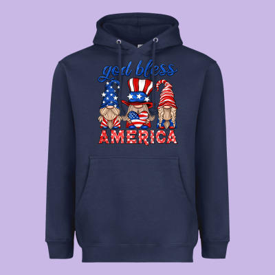 God Bless America Gnome Heavyweight Hoodie Designed By Hra Design Shop