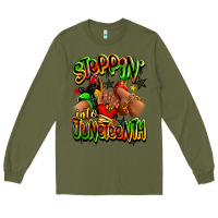 Army Green Steppin' into Juneteenth sneaker and heel afro wom Long Sleeve Tee - RanaPortraitStore