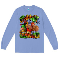 Colony Blue Steppin' into Juneteenth sneaker and heel afro wom Long Sleeve Tee - RanaPortraitStore