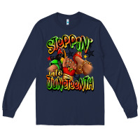 Navy Steppin' into Juneteenth sneaker and heel afro wom Long Sleeve Tee - RanaPortraitStore