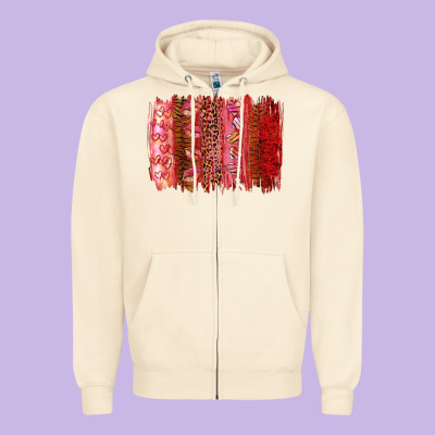 Valentine's Day Brushstroke Zipper Hoodie Designed By Ranaportraitstore