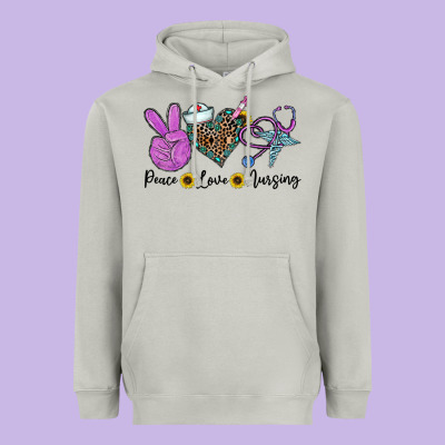Peace Love Nursing Heavyweight Hoodie Designed By Cowhidedigitalart