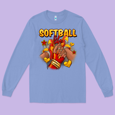 Long Sleeve Tee Softball life afro girl sneakers