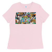 Bubblegum Pink happy birthday alpaca blue cup Ladies Tee - BarkalooDesign