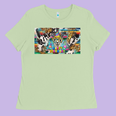 Happy Birthday Alpaca Blue Cup Ladies Tee Designed By Barkaloodesign