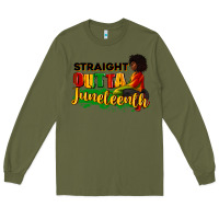 Army Green Straight outta Juneteenth Long Sleeve Tee - RanaPortraitStore