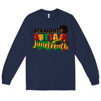 Navy Straight outta Juneteenth Long Sleeve Tee - RanaPortraitStore