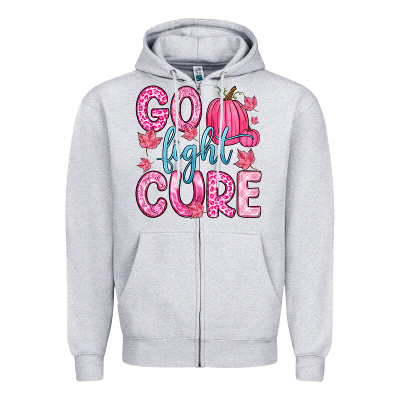Go Fight Cure Zipper Hoodie by Zillion Design Studio | Teevron