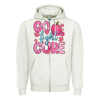 Oatmeal Heather go fight cure Zipper Hoodie - Zillion Design Studio