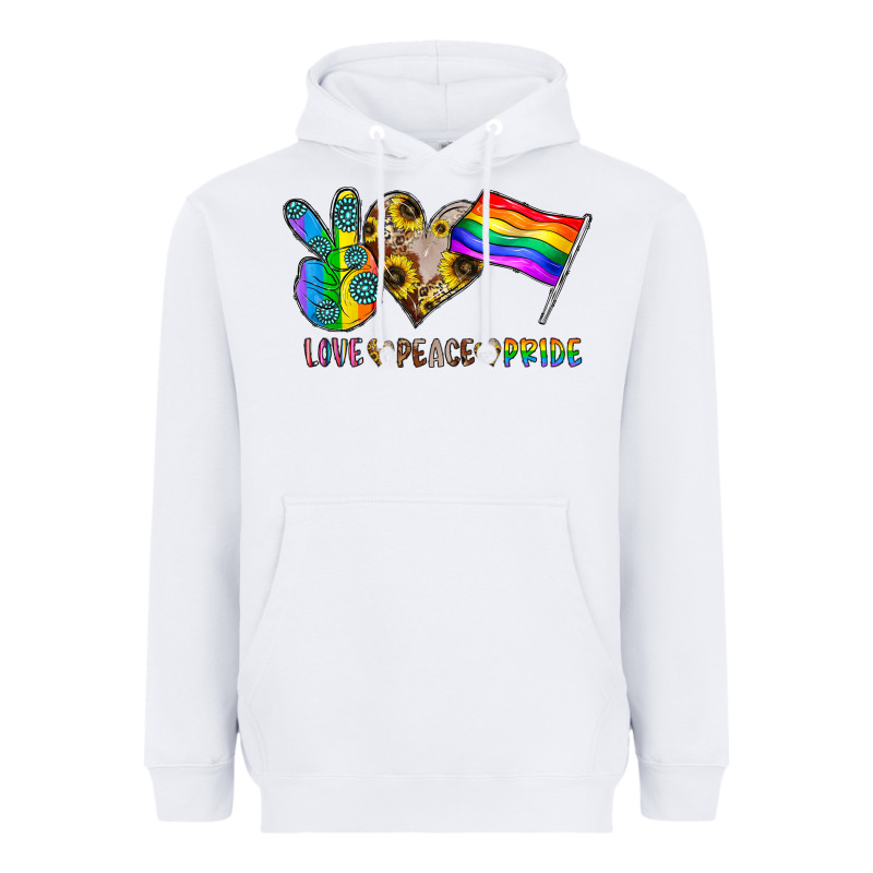 Peace Love Pride Heavyweight Hoodie by CowhideDigitalArt | Teevron