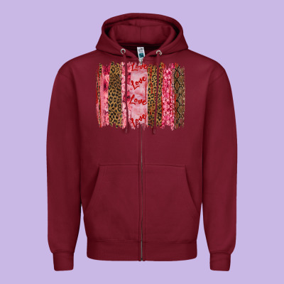 Valentine's Day Love Brushstrokes Zipper Hoodie Designed By Ranaportraitstore