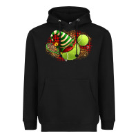 Black Tennis Christmas With Racket And Hat Heavyweight Hoodie - FaDigitalArtStudio