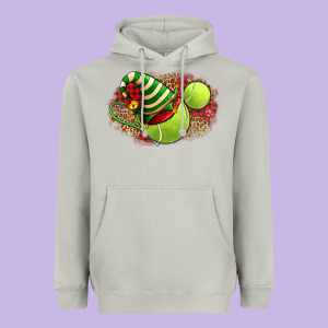 Tennis Christmas With Racket And Hat Heavyweight Hoodie Designed By Fadigitalartstudio