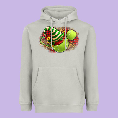 Tennis Christmas With Racket And Hat Heavyweight Hoodie Designed By Fadigitalartstudio