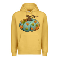Antique Gold blue plaid autumn pumpkin Premium Hoodie - Jasminsmagicworld
