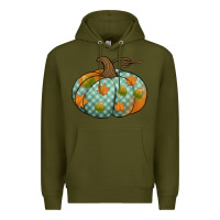Army Green blue plaid autumn pumpkin Premium Hoodie - Jasminsmagicworld