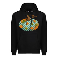 Black blue plaid autumn pumpkin Premium Hoodie - Jasminsmagicworld