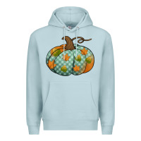 Blue Mist blue plaid autumn pumpkin Premium Hoodie - Jasminsmagicworld