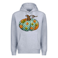 Heather Grey blue plaid autumn pumpkin Premium Hoodie - Jasminsmagicworld